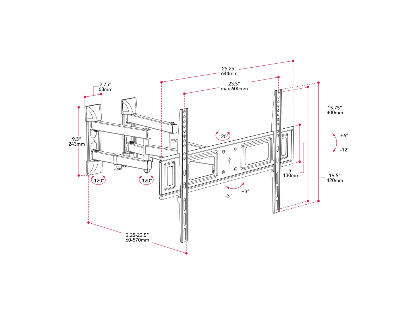 Sleek black corner TV wall mount with adjustable arms and a sturdy steel frame, designed for flat-screen TVs up to 65 inches, providing optimal viewing angles and space-saving installation.
