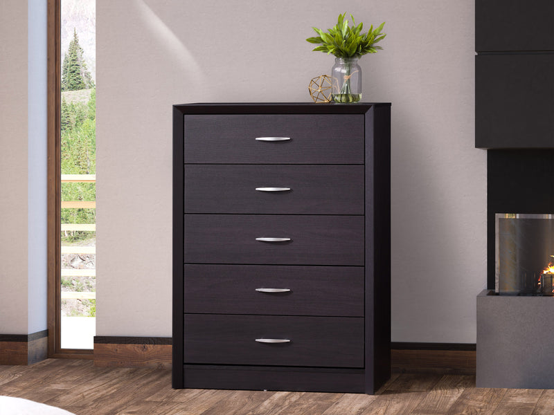 black oak Tall Bedroom Dresser Newport Collection lifestyle scene by CorLiving