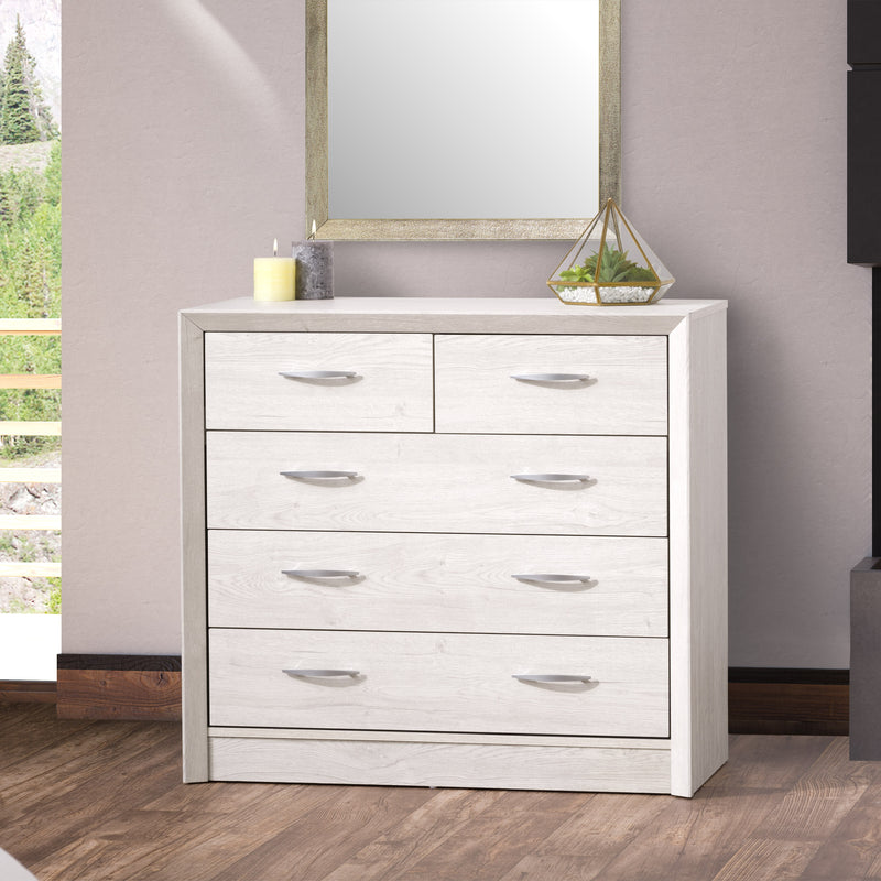 white washed oak Mid Century Modern Dresser Newport Collection lifestyle scene by CorLiving
