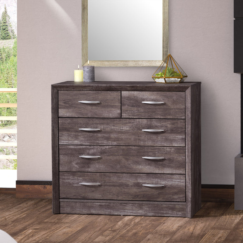 brown washed oak Mid Century Modern Dresser Newport Collection lifestyle scene by CorLiving