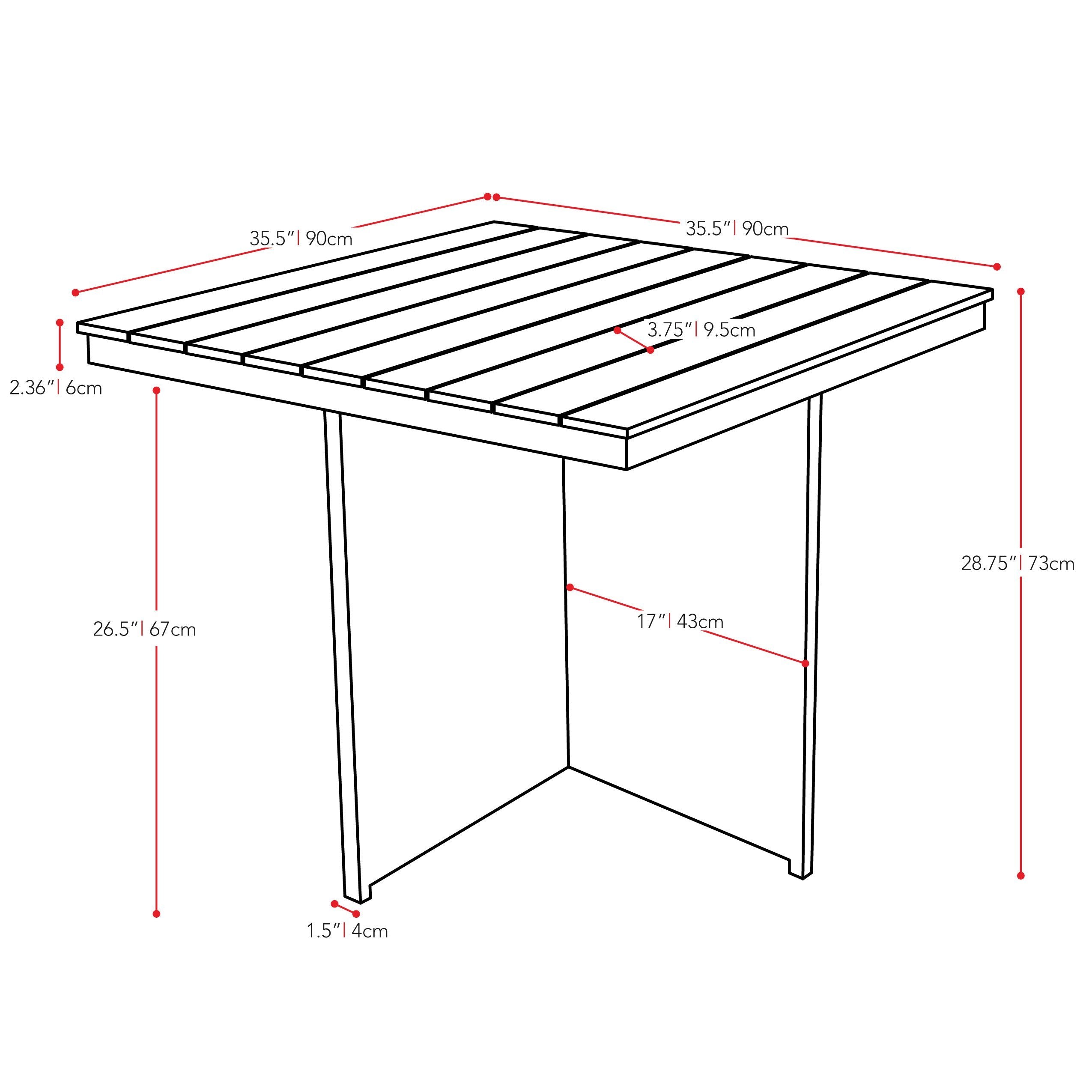 blended grey Square Outdoor Dining Table Brisbane Collection measurements diagram by CorLiving#color_blended-grey-weave