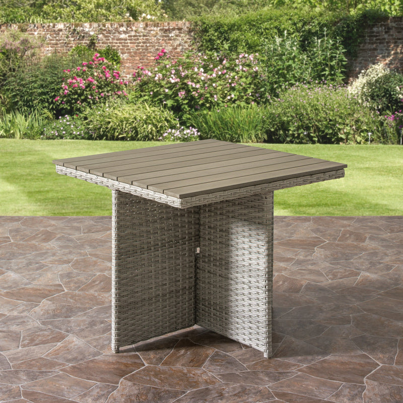blended grey Square Outdoor Dining Table Brisbane Collection lifestyle scene by CorLiving