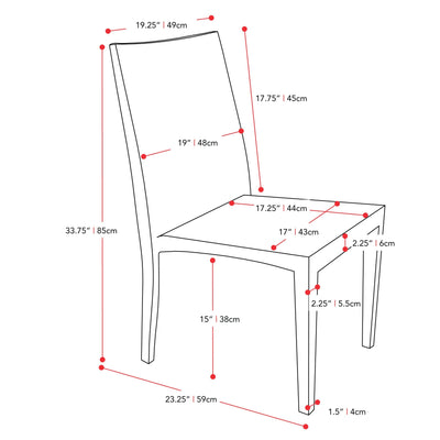 charcoal grey Dining Chairs 2pc Brisbane Collection measurements diagram by CorLiving#color_distressed-charcoal-grey