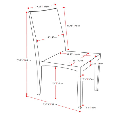 grey weave Dining Chairs 2pc Brisbane Collection measurements diagram by CorLiving#color_blended-grey-weave