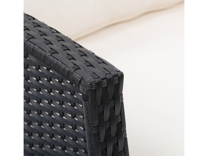 black and warm white Wicker Patio Set, 4pc Cascade Collection detail image by CorLiving