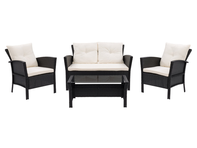 black and warm white Wicker Patio Set, 4pc Cascade Collection product image by CorLiving