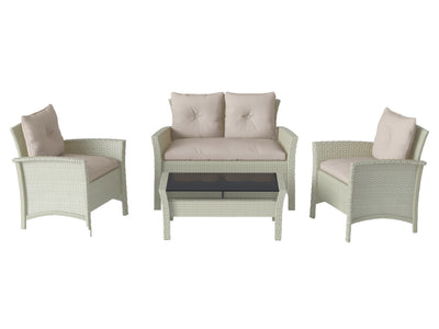 warm white 4 Piece Wicker Patio Set Cascade Collection product image by CorLiving#color_warm-white
