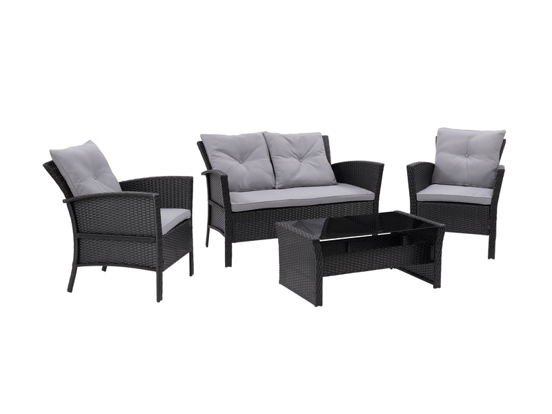 black and grey Wicker Patio Set, 4pc Cascade Collection product image by CorLiving