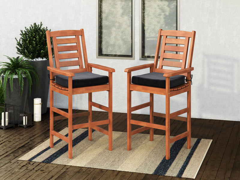brown and black Wooden Bar Stools, Set of 2 Miramar Collection lifestyle scene by CorLiving