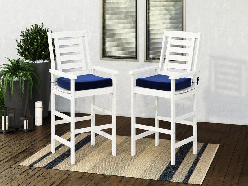 white and navy blue Wooden Bar Stools, Set of 2 Miramar Collection lifestyle scene by CorLiving