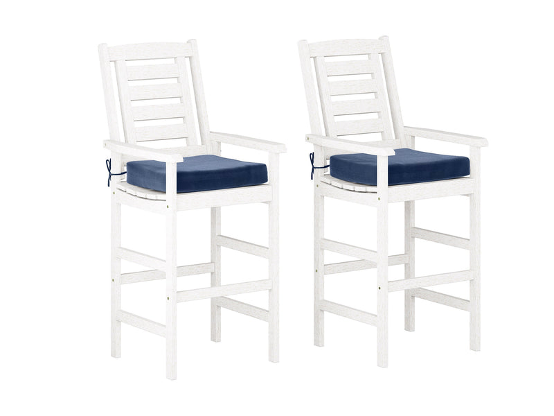 white and navy blue Wooden Bar Stools, Set of 2 Miramar Collection product image by CorLiving