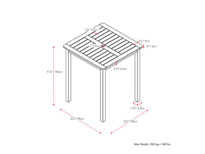 white Outdoor Bar Height Table Miramar Collection measurements diagram by CorLiving#color_miramar-washed-white