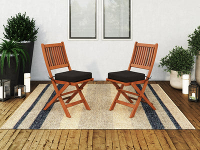 Miramar Brown Outdoor Wood Folding Chairs, Set of 2 Miramar Collection lifestyle scene by CorLiving#color_miramar-brown