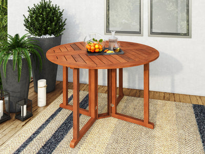 brown Outdoor Drop Leaf Table Miramar Collection lifestyle scene by CorLiving#color_miramar-brown