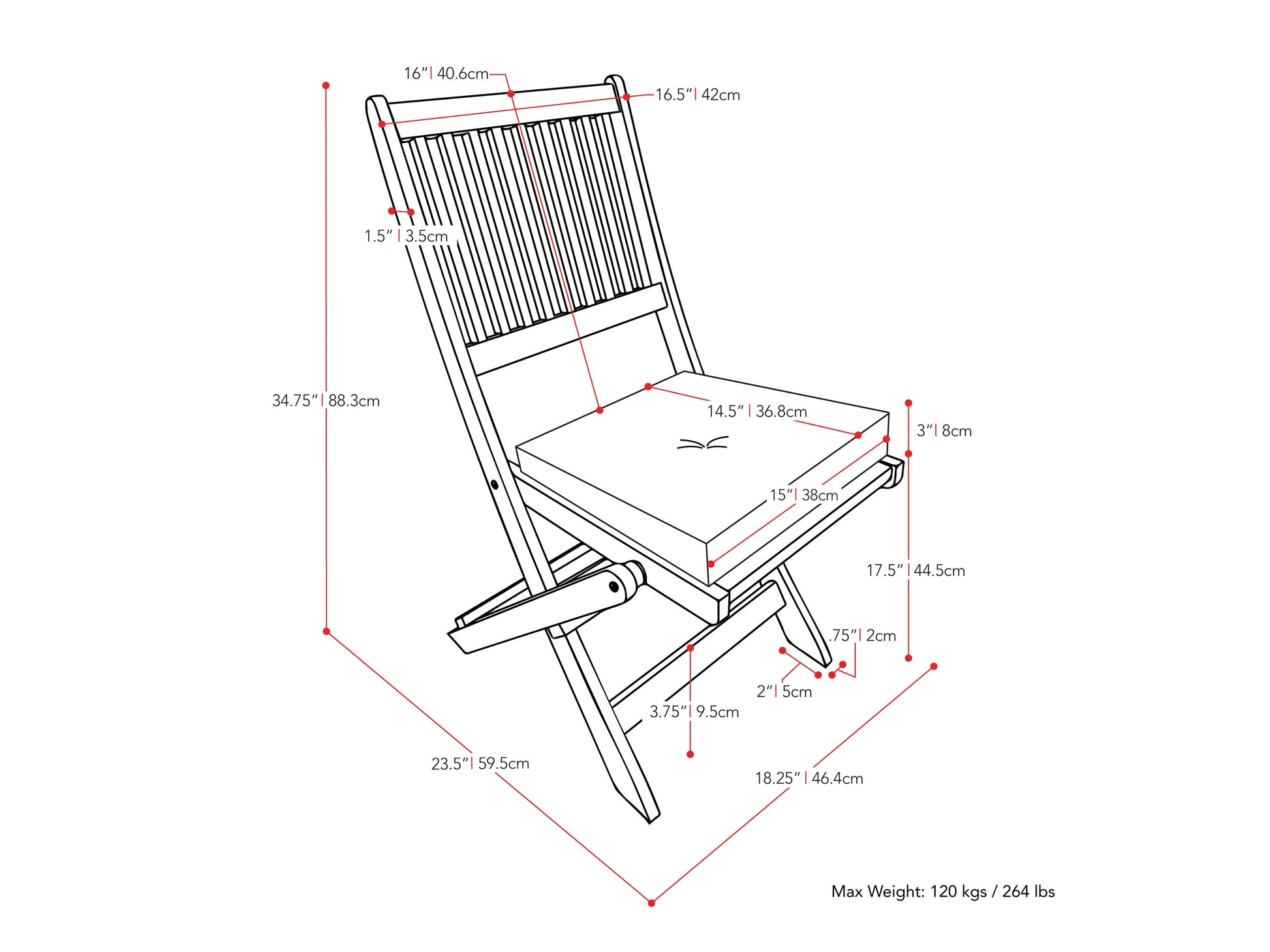 Natural wood folding patio chairs set of 2, featuring a slatted back and seat design, weather-resistant finish, and sturdy construction. Perfect for outdoor use on patios, decks, or gardens.