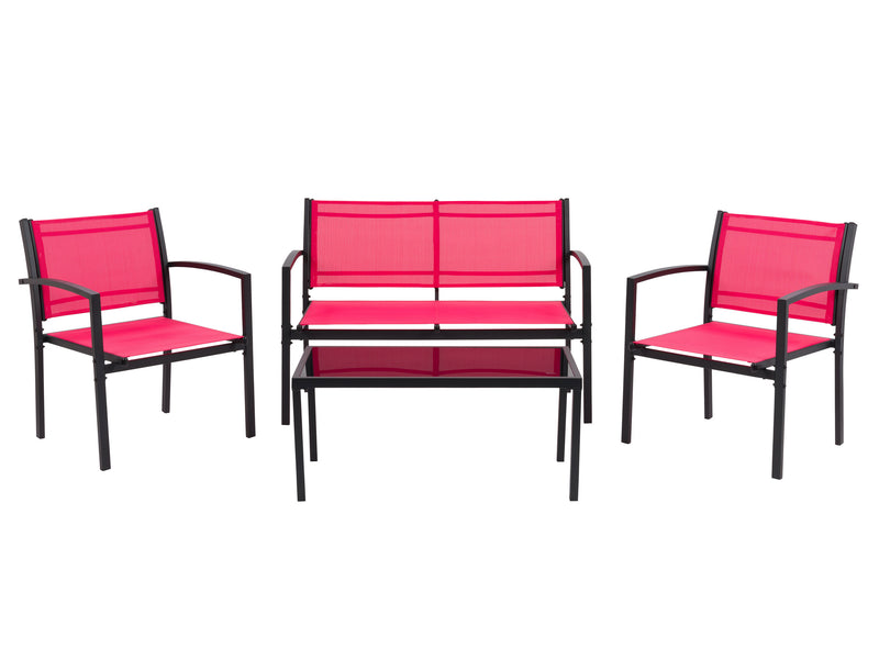 red Metal Outdoor Conversation Set, 4pc Everett Collection product image by CorLiving