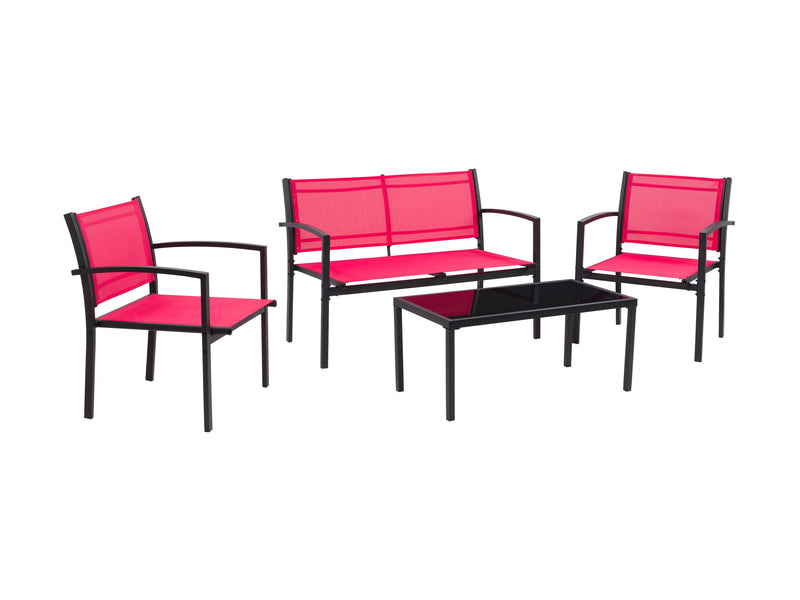 red Metal Outdoor Conversation Set, 4pc Everett Collection product image by CorLiving