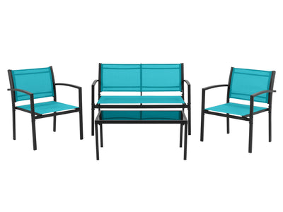 teal Metal Outdoor Conversation Set, 4pc Everett Collection product image by CorLiving#color_teal