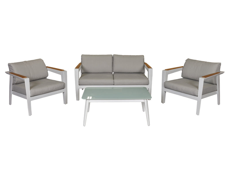 grey and white Metal Patio Set, 4pc Liam Collection product image by CorLiving