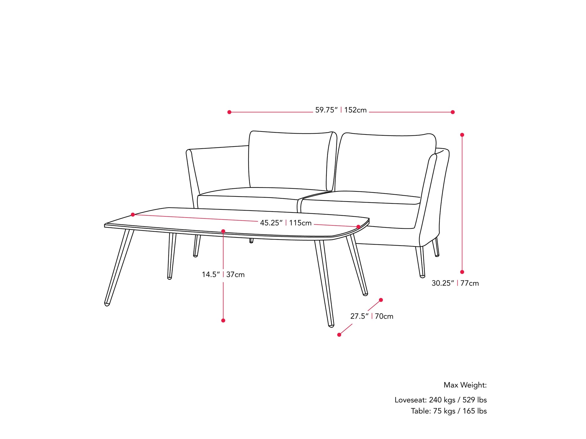 Black metal patio conversation set with beige cushions, including a sofa, two armchairs, and a glass-top coffee table, featuring weather-resistant materials and modern design for outdoor use.