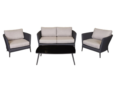 grey and black Metal Patio Conversation Set, 4pc Peregrine Collection product image by CorLiving#color_grey-and-black