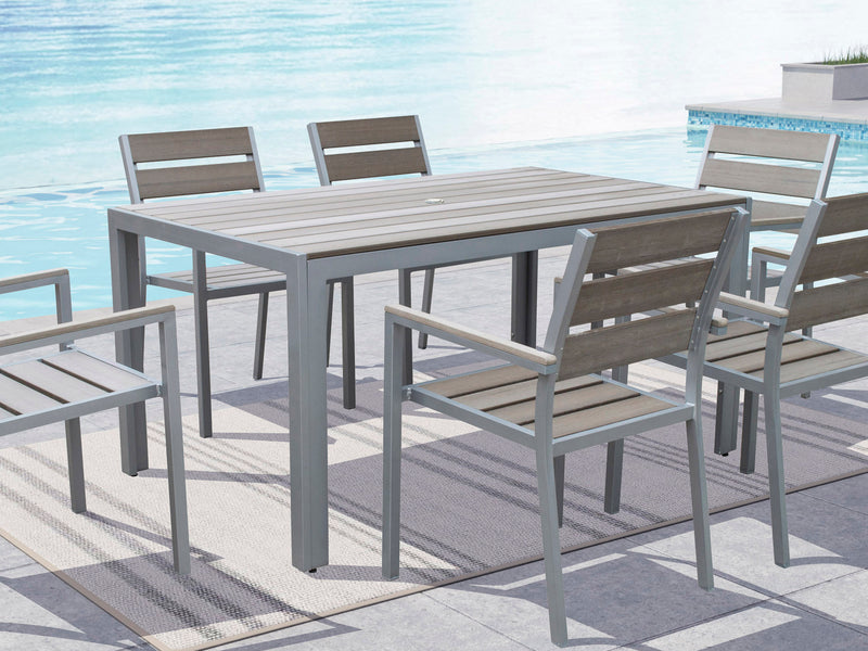 grey Rectangle Outdoor Dining Table Gallant Collection lifestyle scene by CorLiving