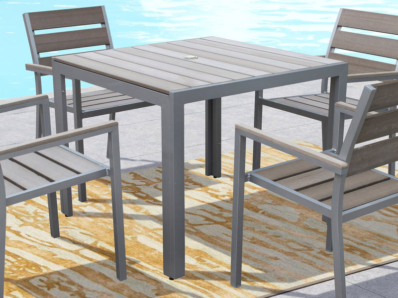 grey Square Outdoor Dining Table Gallant Collection lifestyle scene by CorLiving