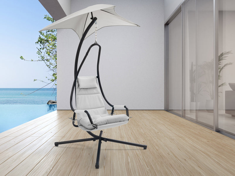 light grey Swing Lounge Chair Kingsley Collection lifestyle scene by CorLiving