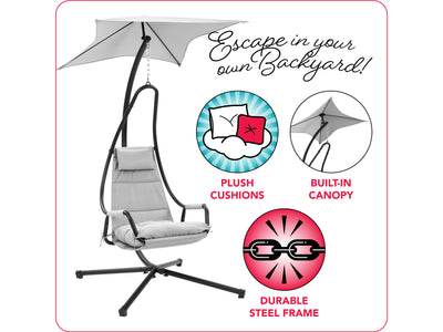 light grey Swing Lounge Chair Kingsley Collection infographic by CorLiving#color_light-grey