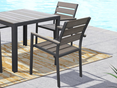 charcoal grey Patio Chairs, Set of 2 Gallant Collection lifestyle scene by CorLiving#color_charcoal-grey