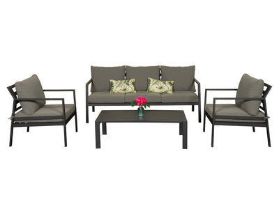 grey and black Metal Conversation Set, 4pc Gaia Collection product image by CorLiving#color_grey-and-black