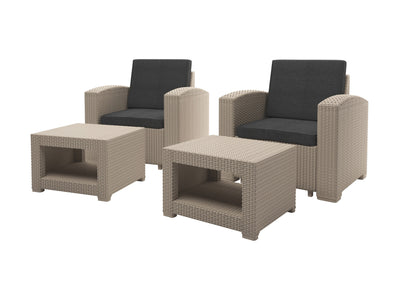 black and beige weave Outdoor Chairs with Ottoman, 4pc Patio Set Adelaide Collection product image by CorLiving#color_black-and-beige-weave