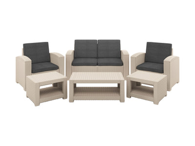 black and beige weave 6 Piece Patio Set Adelaide Collection product image by CorLiving#color_black-and-beige-weave
