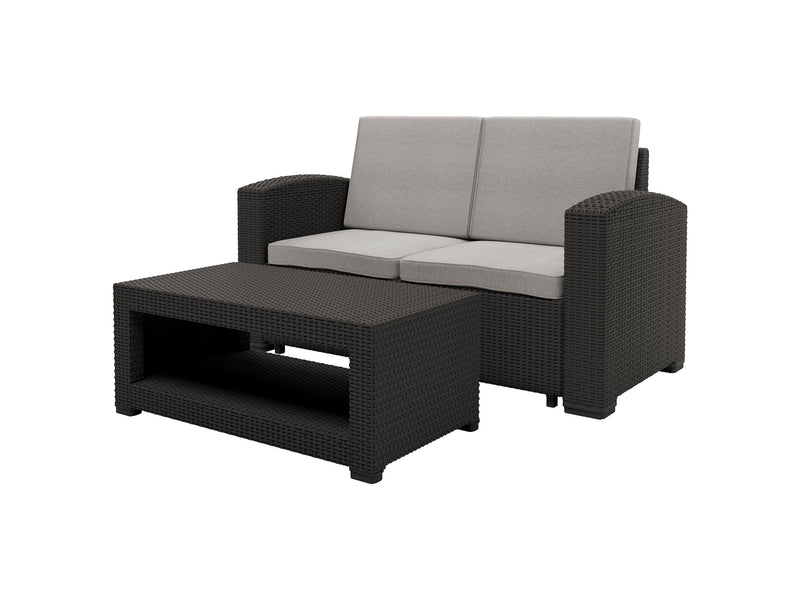 grey and black weave Outdoor Wicker Loveseat Adelaide Collection product image by CorLiving