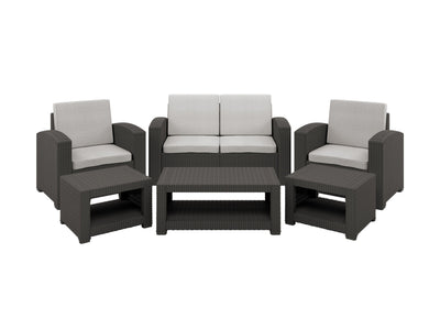 grey and black weave 6 Piece Patio Set Adelaide Collection product image by CorLiving#color_grey-and-black-weave