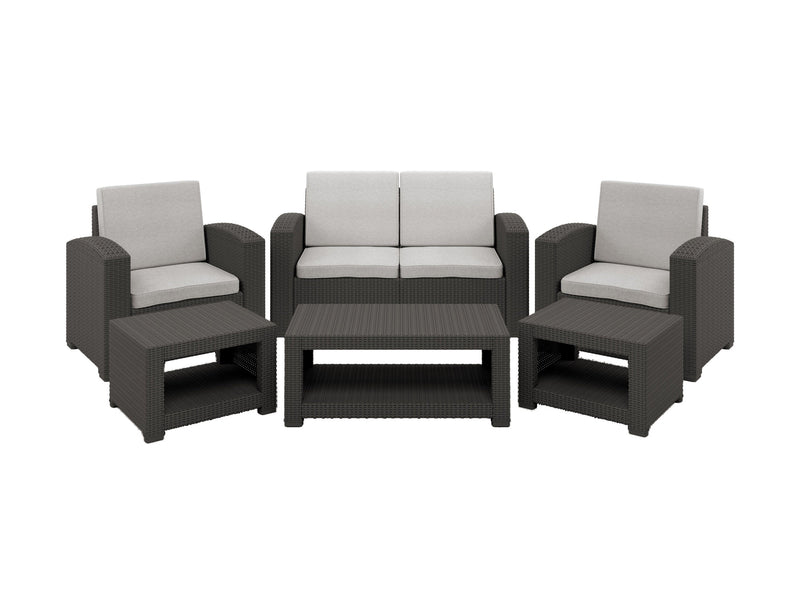 grey and black weave 6 Piece Patio Set Adelaide Collection product image by CorLiving