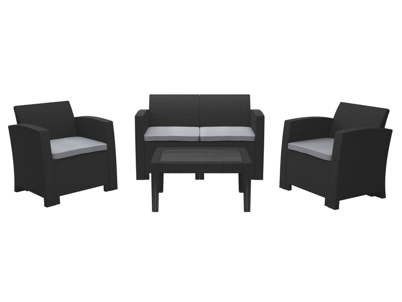 grey and black weave Outdoor Conversation Set, 4pc Adelaide Collection product image by CorLiving