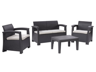 black and grey Patio Conversation Set, 4pc Lake Front Collection product image by CorLiving#color_black-and-grey