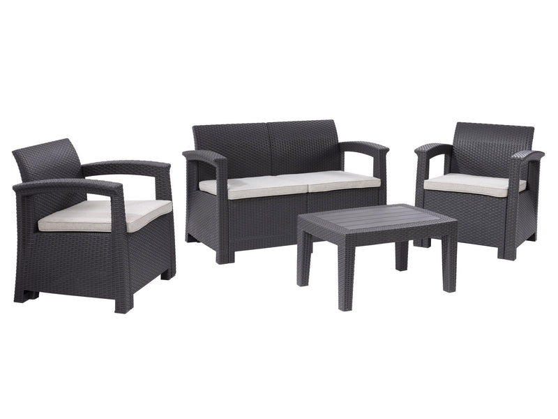 black and grey Patio Conversation Set, 4pc Lake Front Collection product image by CorLiving