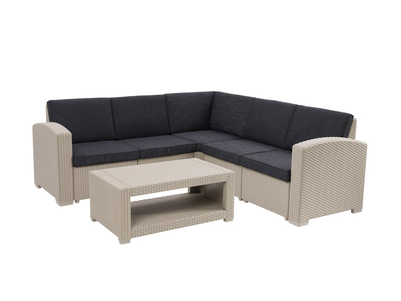 beige and black Outdoor Wicker Sectional Set, 6pc Lake Front Collection product image by CorLiving