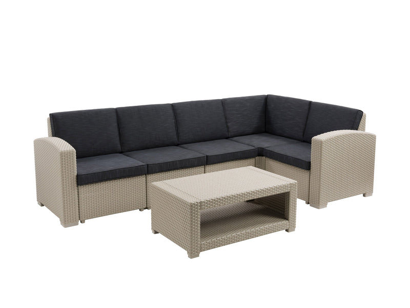 beige and black Outdoor Wicker Sectional Set, 6pc Lake Front Collection product image by CorLiving