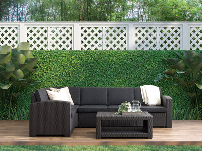 black Outdoor Wicker Sectional Set, 6pc Lake Front Collection lifestyle scene by CorLiving#color_black