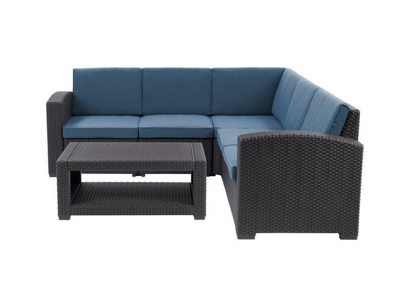 black and blue Outdoor Wicker Sectional Set, 6pc Lake Front Collection product image by CorLiving