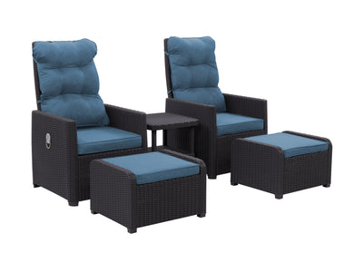 black and blue Patio Recliner and Ottoman Set, 5pc Lake Front Collection product image by CorLiving#color_black-and-blue