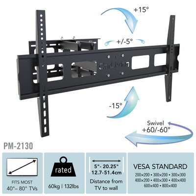 Full Motion TV Wall Mount for 40" - 80" TVs