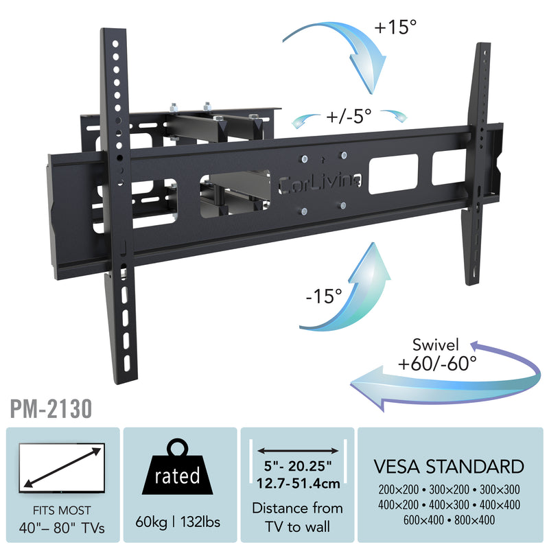 Full Motion TV Wall Mount for 40" - 80" TVs