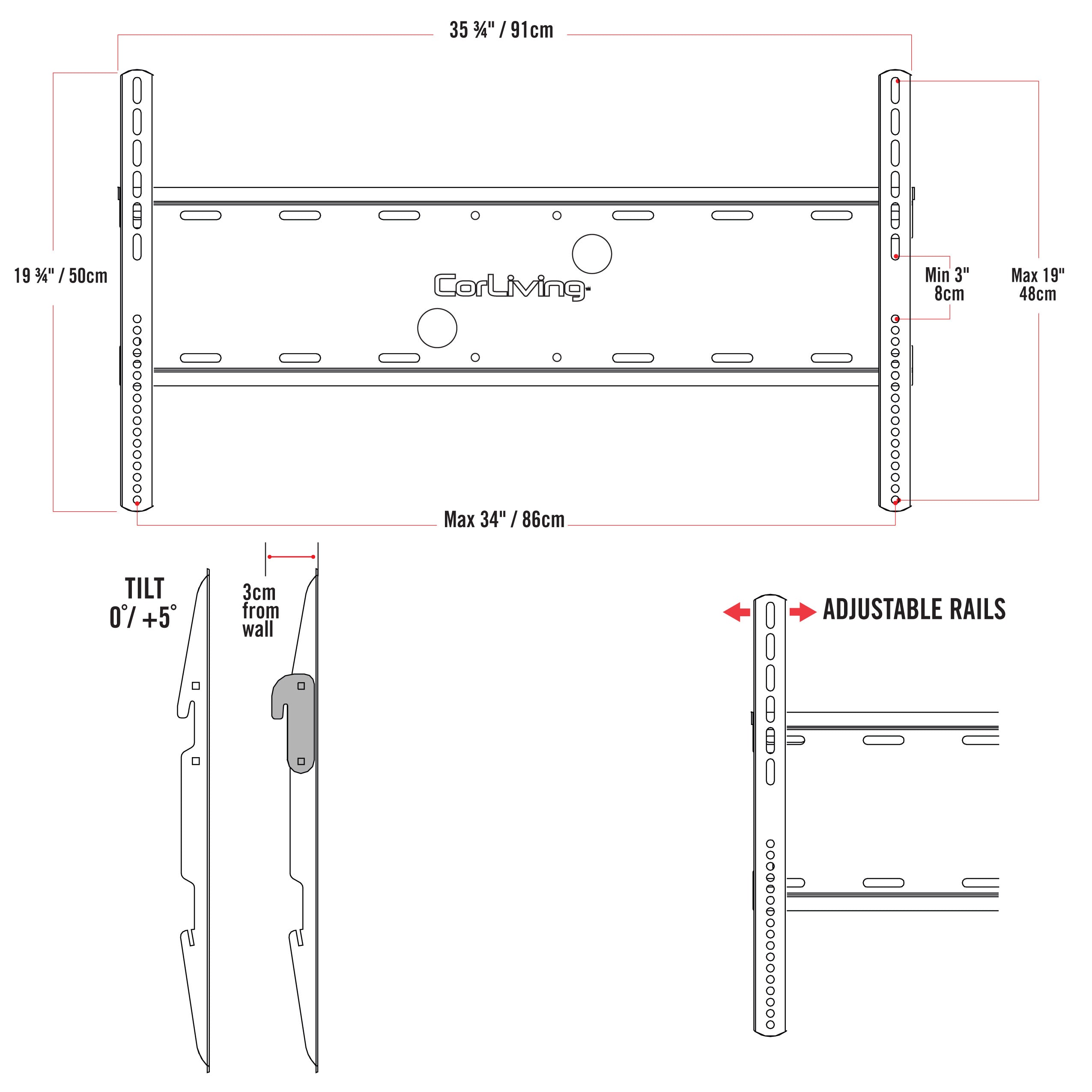 Fixed TV Wall Mount for 40" - 100" TVs