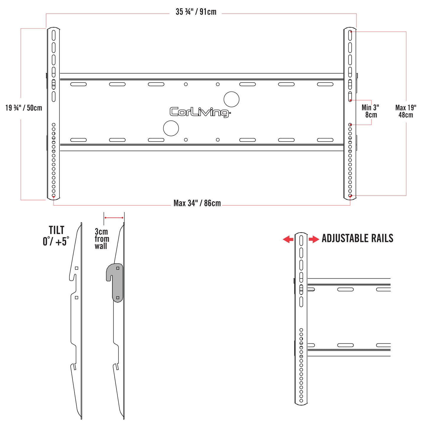 Fixed TV Wall Mount for 40" - 100" TVs