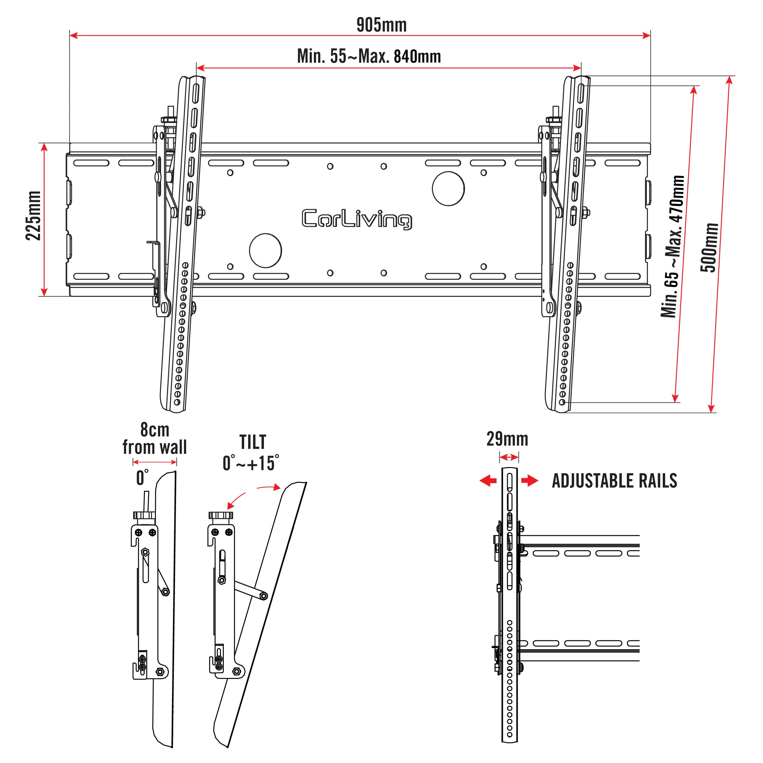 Tilting TV Wall Mount for 40" - 100" TVs