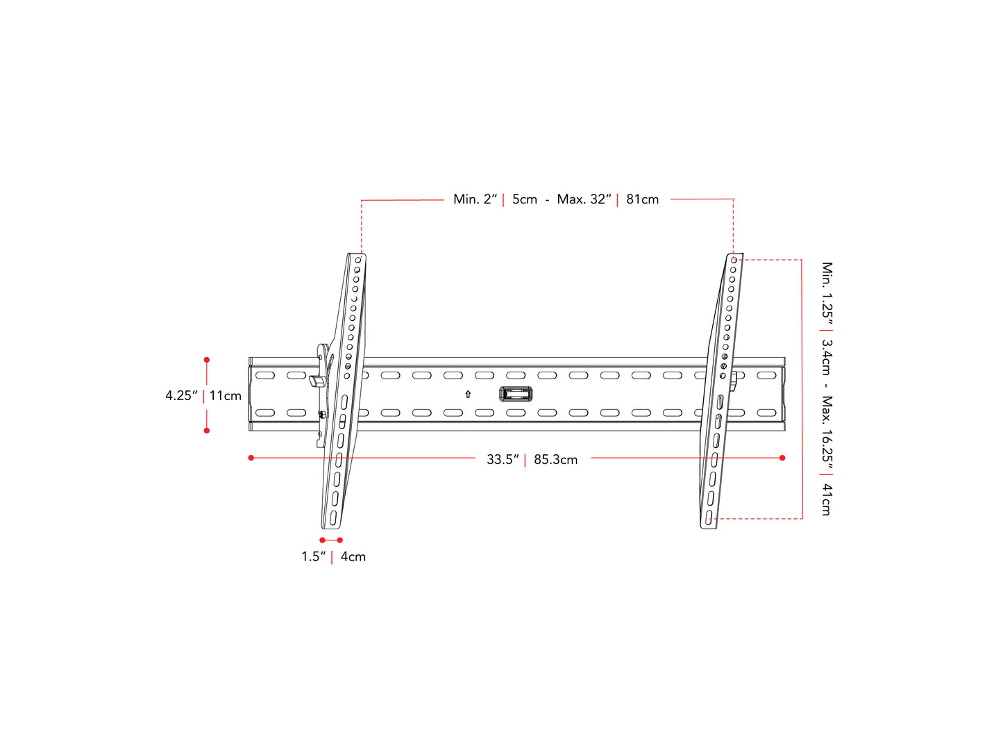 Tilting TV wall mount for 37" to 80" TVs, black steel construction, adjustable tilt for optimal viewing angles, secure and easy installation, fits most flat-screen TVs, space-saving design.